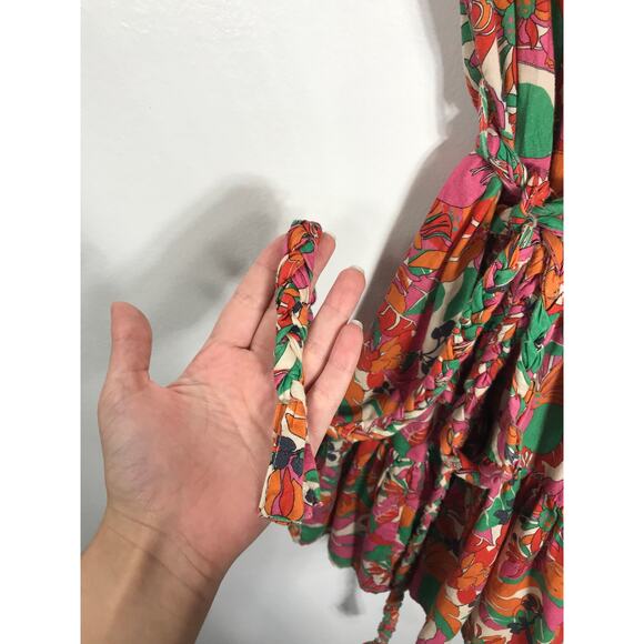 Marine Layer Laney Mini Dress In Vintage Floral Print Linen Women's Braided Belt - Picture 10 of 14